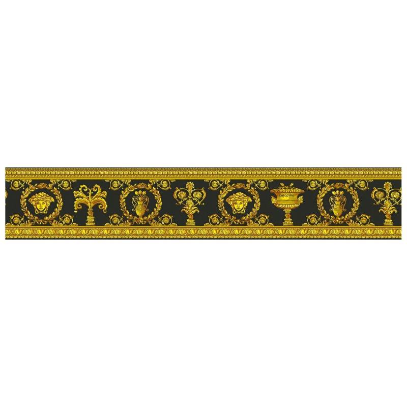 PROFHOME 343051-GU Exklusive Luxus Tapete Barock Matt Gold Gelb Schwarz 0,45 m2 0,09 m x 5,00 m 0,45 m2 Gold von Profhome