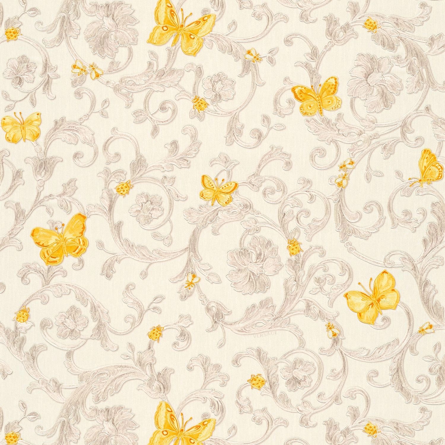 PROFHOME 343253-GU Luxus Tapete Blumen Schimmernd Gelb Gold Creme 7,035 m2 0,70 m x 10,05 m 7,035 m2 Gelb von Profhome
