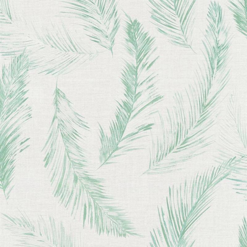 PROFHOME 358964-GU Natur Tapete Federn Matt Grün Blau Grau 0,53 m x 10,05 m 5,33 m2 Grün von Profhome