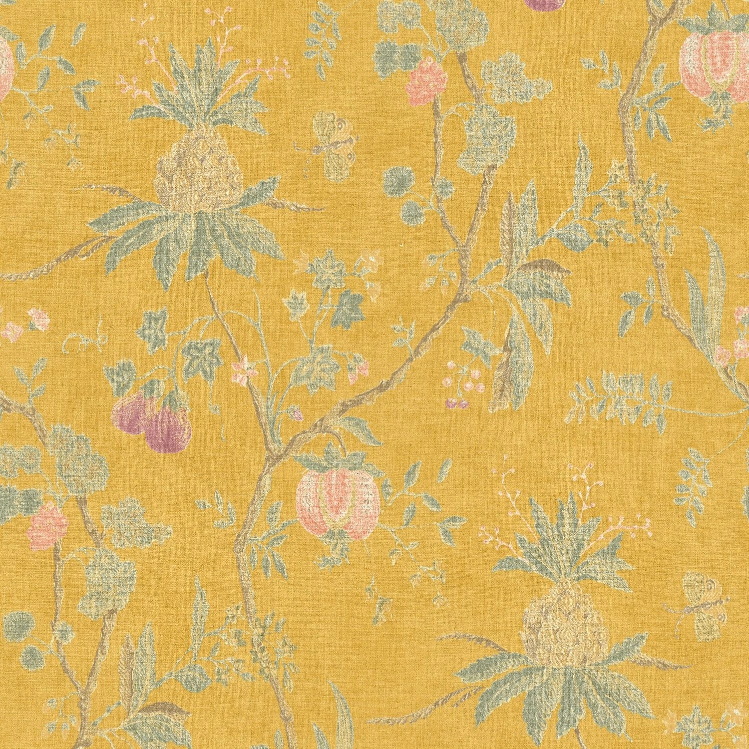 PROFHOME 367194-GU Blumen Tapete Floral Matt Gelb Grün 0,53 m x 10,05 m 5,33 m2 Gelb von Profhome