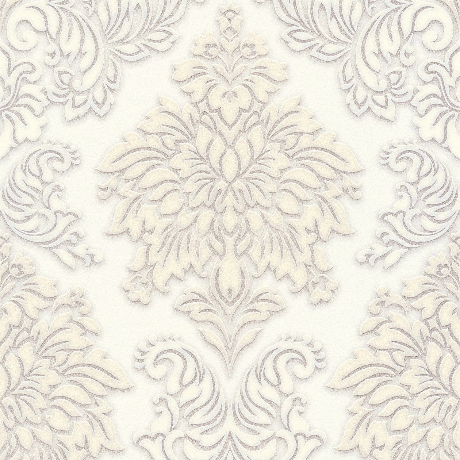 PROFHOME 368982-GU Barock Tapete Ornament glänzend Weiß Silber Beige 0,53 m x 10,05 m 5,33 m2 Weiß PROFHOME 368982-GU Barock Tapete Ornament glänzend Weiß Silber Beige 0,53 m x 10,05 m 5,33 m2 Weiß von Profhome