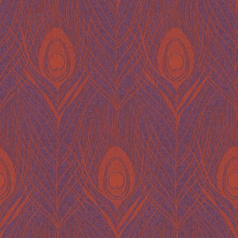 PROFHOME 369715-GU Natur Tapete Federn Matt Rot Violett Gold 0,53 m x 10,05 m 5,33 m2 Rot von Profhome