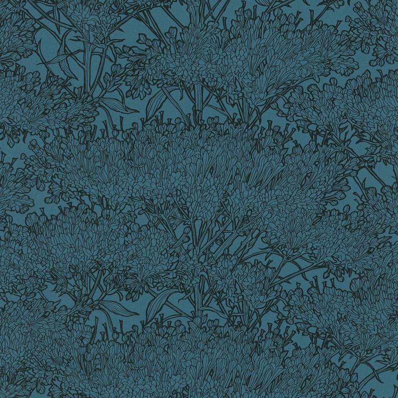PROFHOME 369726-GU Natur Tapete Floral Matt Blau Schwarz 0,53 m x 10,05 m 5,33 m2 Blau von Profhome