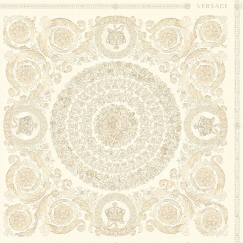 PROFHOME 370551-GU Barock Tapete Ornament glänzend Beige Silber Creme 7,035 m2 0,70 m x 10,05 m 7,035 m2 Beige von Profhome