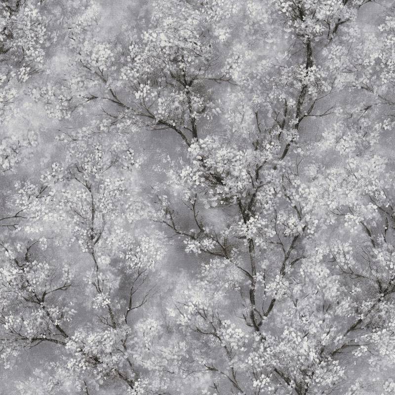 PROFHOME 374201-GU Blumen Tapete Floral schimmernd Grau Schwarz Weiß 0,53 m x 10,05 m 5,33 m2 Grau von Profhome