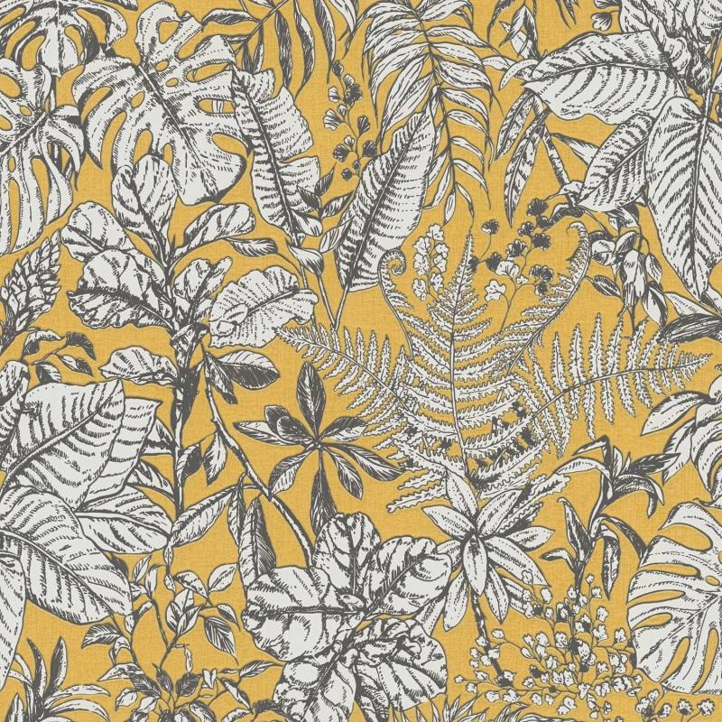 PROFHOME 375203-GU Natur Tapete Floral Matt Gelb Weiß Grau 0,53 m x 10,05 m 5,33 m2 Gelb von Profhome