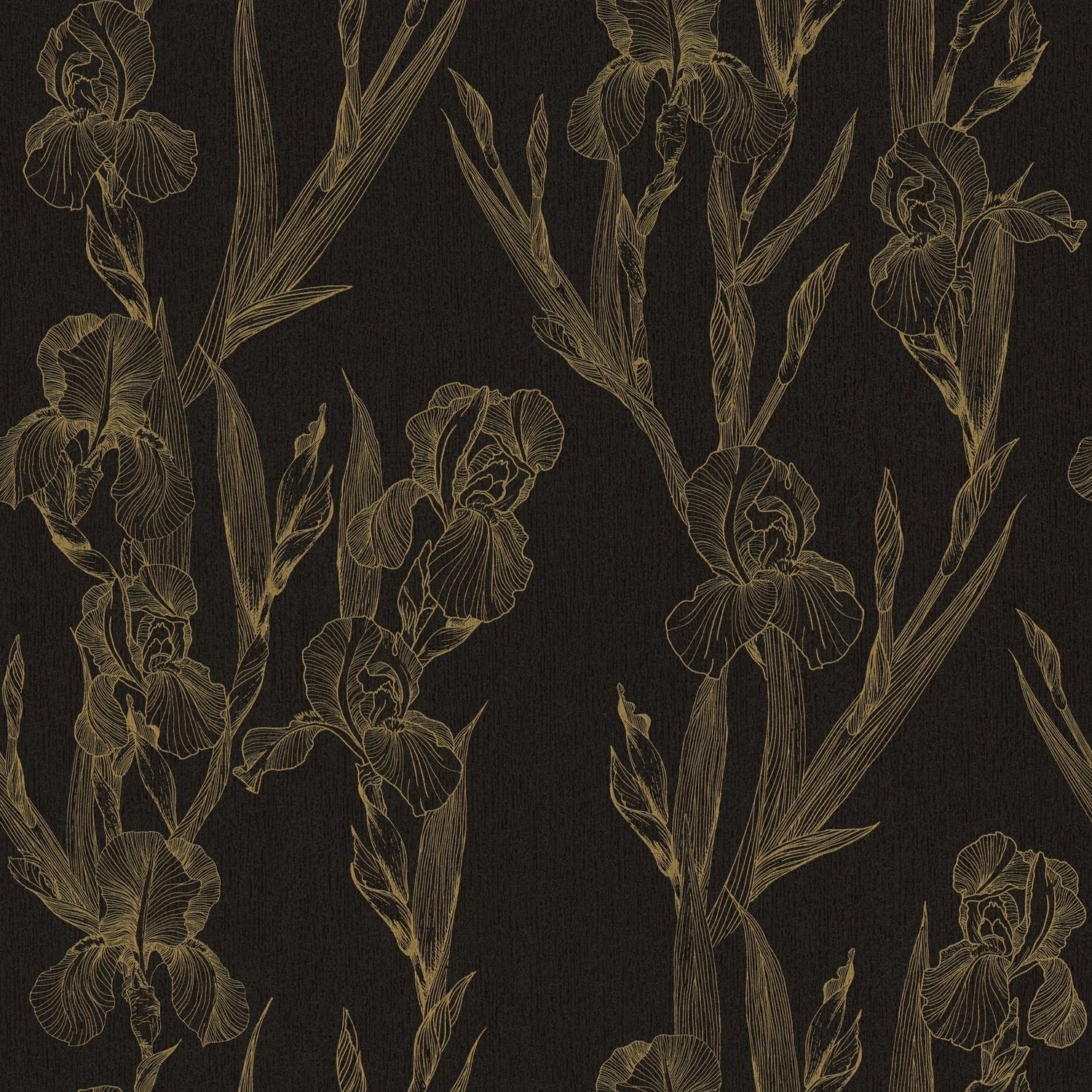 PROFHOME 375263-GU Blumen Tapete Design Matt Schwarz Gelb 0,53 m x 10,05 m 5,33 m2 Schwarz von Profhome