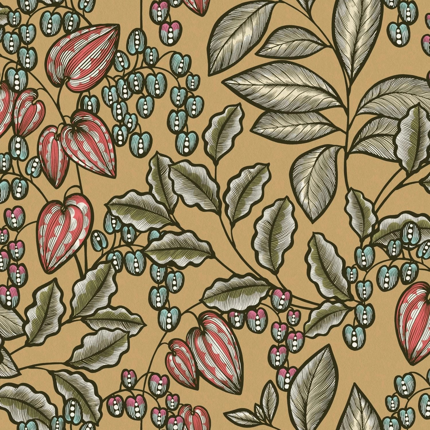 PROFHOME 377544-GU Blumen Tapete Floral Matt Gelb Grün Blau 0,53 m x 10,05 m 5,33 m2 Gelb von Profhome
