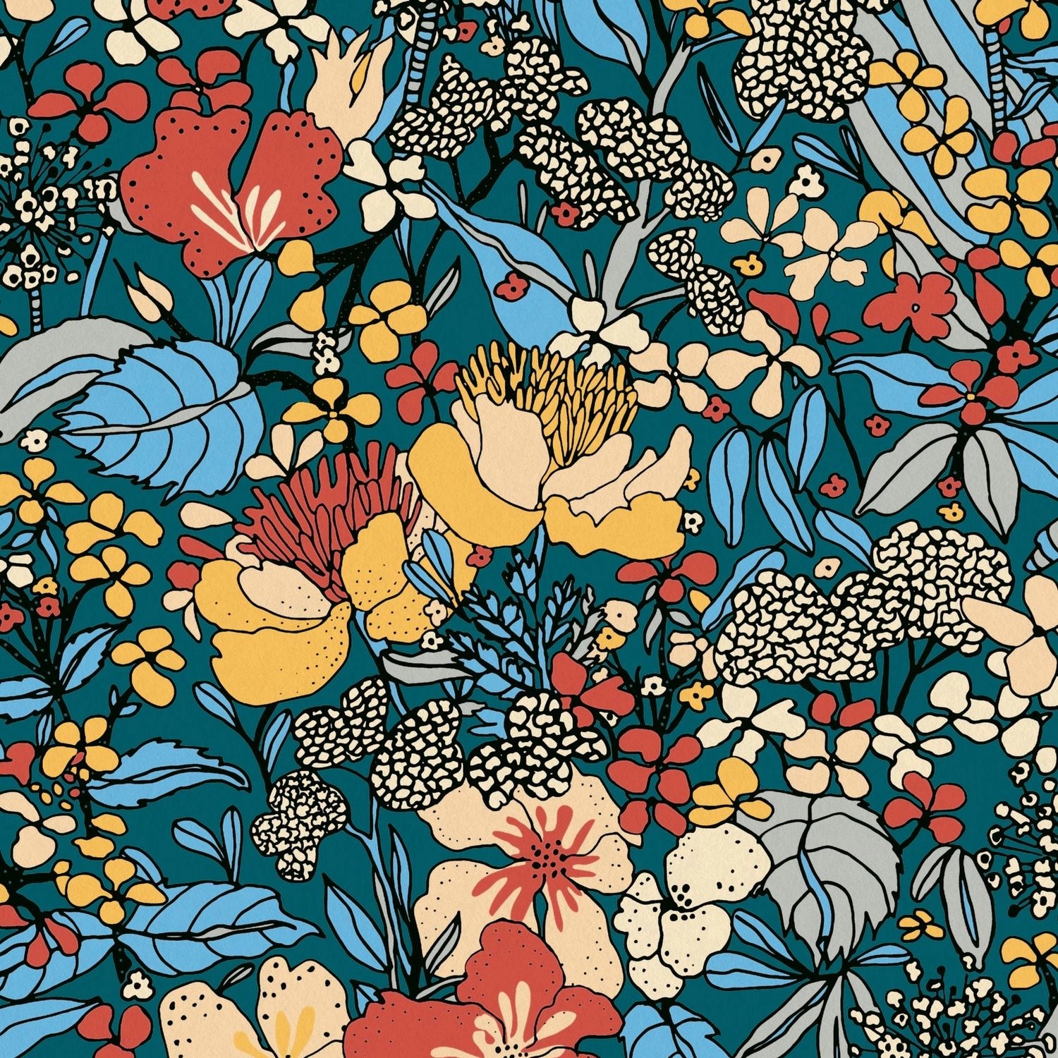 PROFHOME 377564-GU Blumen Tapete Dschungel Matt Blau Rot-Braun Orange 0,53 m x 10,05 m 5,33 m2 Blau PROFHOME 377564-GU Blumen Tapete Dschungel Matt Blau Rot-Braun Orange 0,53 m x 10,05 m 5,33 m2 Blau von Profhome
