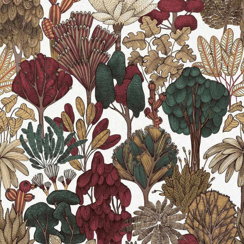 PROFHOME 377577-GU Natur Tapete Wald Matt Rot Beige Braun 0,53 m x 10,05 m 5,33 m2 Rot von Profhome