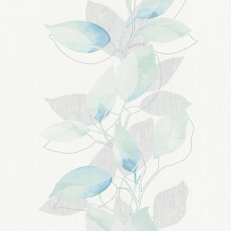 PROFHOME 378151-GU Blumen Tapete Floral glänzend Grün Blau Weiß 0,53 m x 10,05 m 5,33 m2 Grün von Profhome