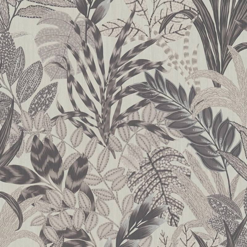PROFHOME 378604-GU Blumen Tapete Floral Matt Grau Weiß 0,53 m x 10,05 m 5,33 m2 Grau von Profhome