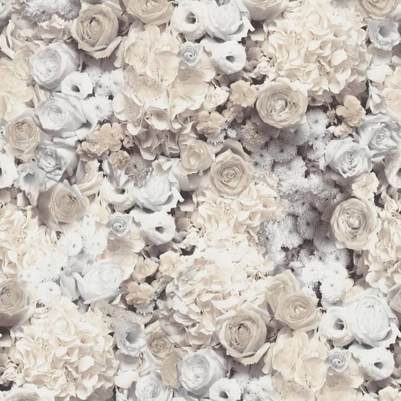 PROFHOME 380083-GU Blumen Tapete Floral Matt Grau Beige Gelb 0,53 m x 10,05 m 5,33 m2 Grau von Profhome