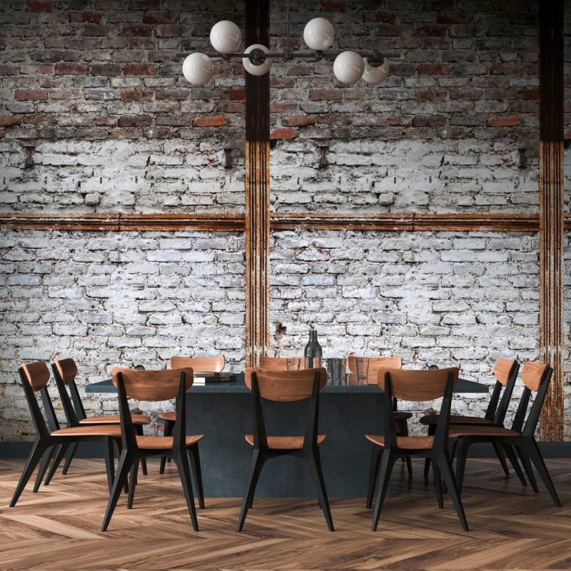PROFHOME 383501-GU Fototapete Ziegelstein Matt Grau Schwarz Weiß 1,59 m x 2,8 m 0,53 m x 8,80 m 4,45 m2 Grau von Profhome