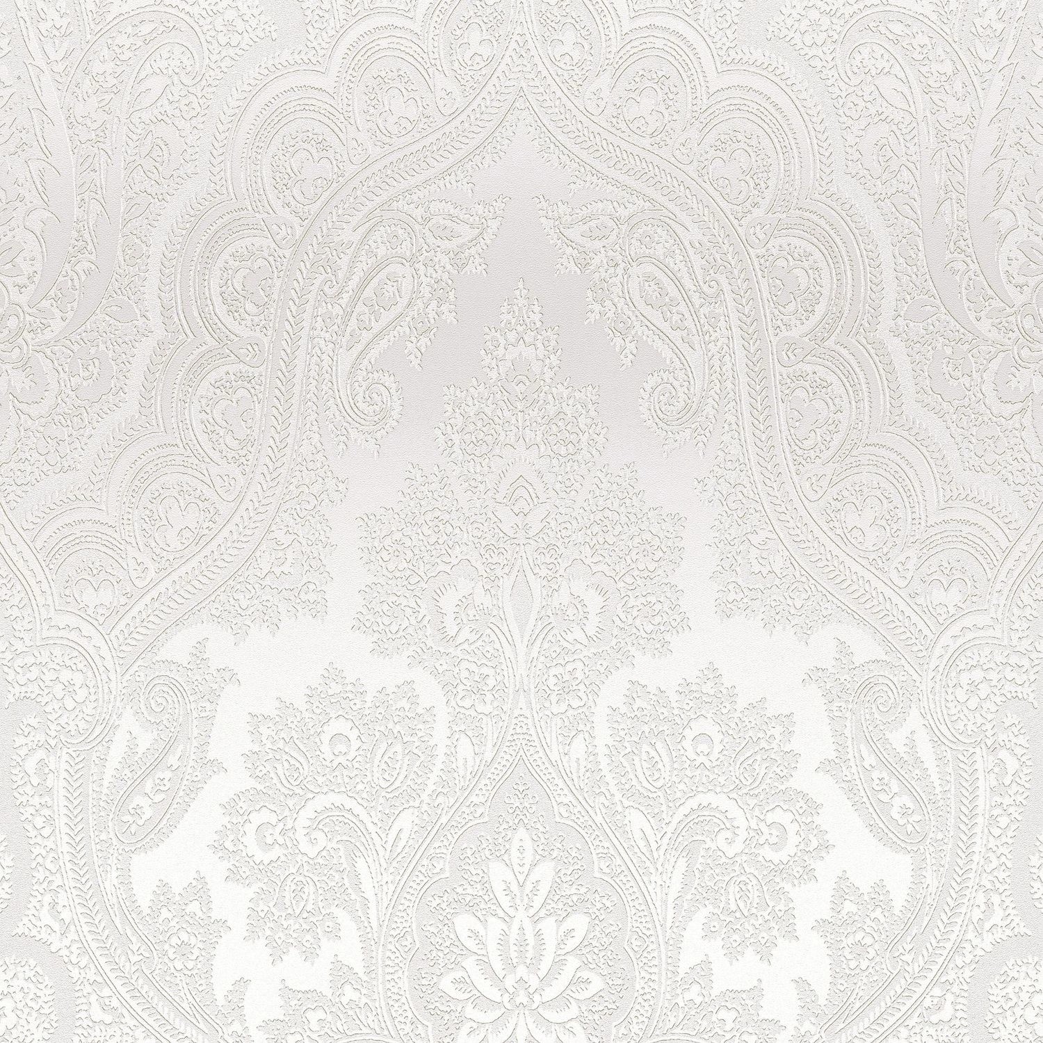 PROFHOME 387084-GU Barock Tapete Paisley glitzernd Grau Perl-hell-Grau 0,53 m x 10,05 m 5,33 m2 Grau von Profhome