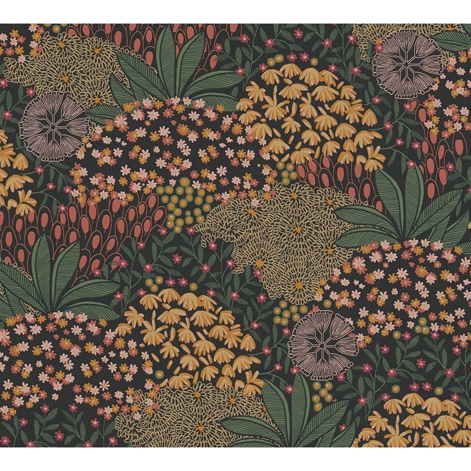 PROFHOME 387403-GU Blumen Tapete Floral Matt Braun Schwarz Orange 0,53 m x 10,05 m 5,33 m2 Braun von Profhome