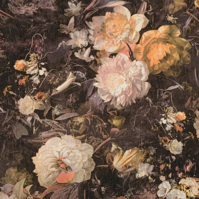 PROFHOME 388212-GU Blumen Tapete Floral schimmernd Braun Orange Grün 0,53 m x 10,05 m 5,33 m2 Braun von Profhome