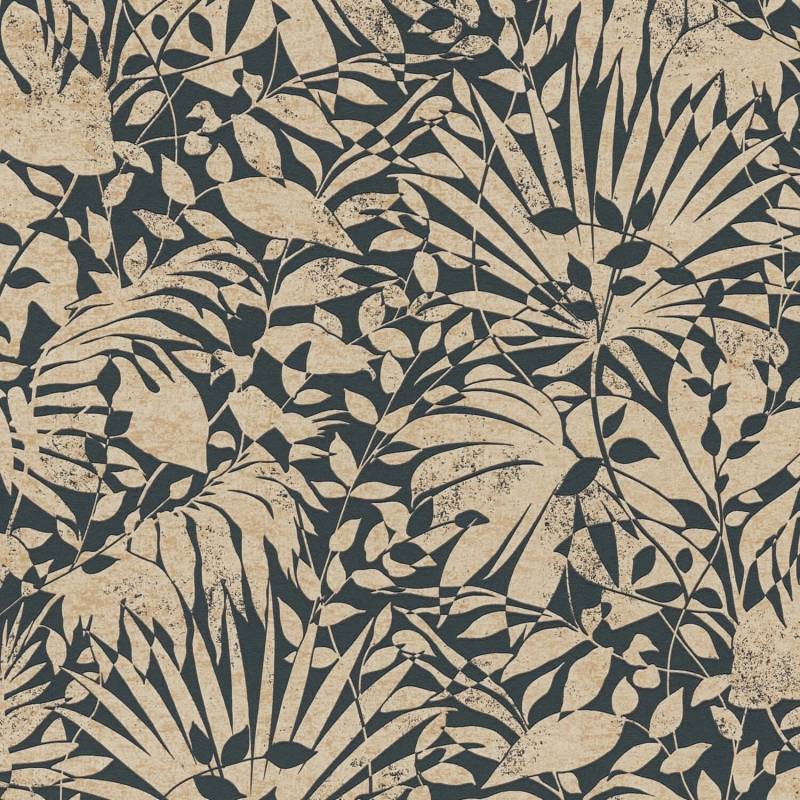 PROFHOME 388313-GU Luxus Tapete Floral Metallic Anthrazit Gold Grau 0,53 m x 10,05 m 5,33 m2 Anthrazit von Profhome