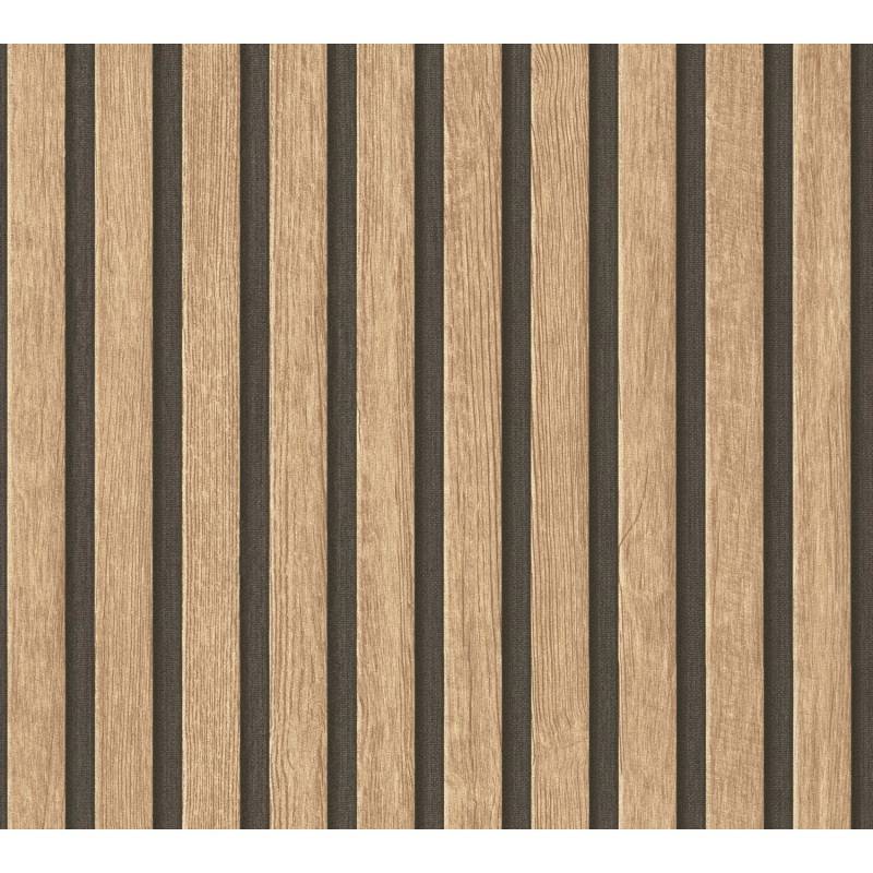 PROFHOME 391091-GU Holz Tapete Streifen Matt Beige Braun Schwarz 0,53 m x 10,05 m 5,33 m2 Beige von Profhome
