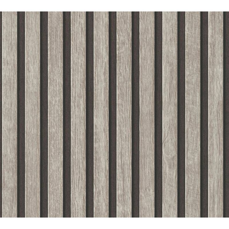 PROFHOME 391092-GU Holz Tapete Streifen Matt Grau Schwarz 0,53 m x 10,05 m 5,33 m2 Grau von Profhome