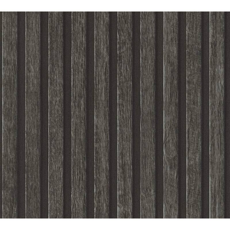 PROFHOME 391094-GU Holz Tapete Streifen Matt Anthrazit Grau Schwarz 0,53 m x 10,05 m 5,33 m2 Anthrazit von Profhome