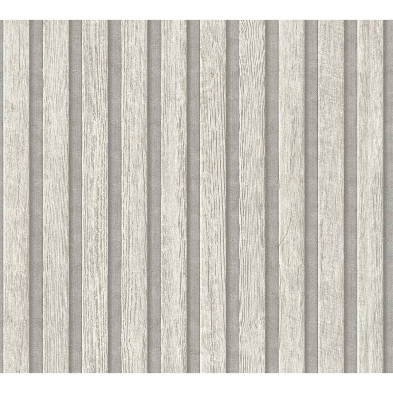 PROFHOME 391095-GU Holz Tapete Streifen Matt Grau hell-Grau 0,53 m x 10,05 m 5,33 m2 Grau von Profhome