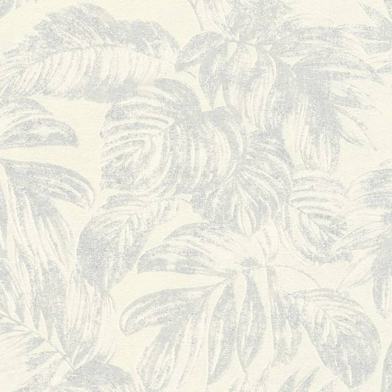 PROFHOME 393403-GU Natur Tapete Floral metallische Akzente Weiß Silber 0,53 m x 10,05 m 5,33 m2 Weiß von Profhome