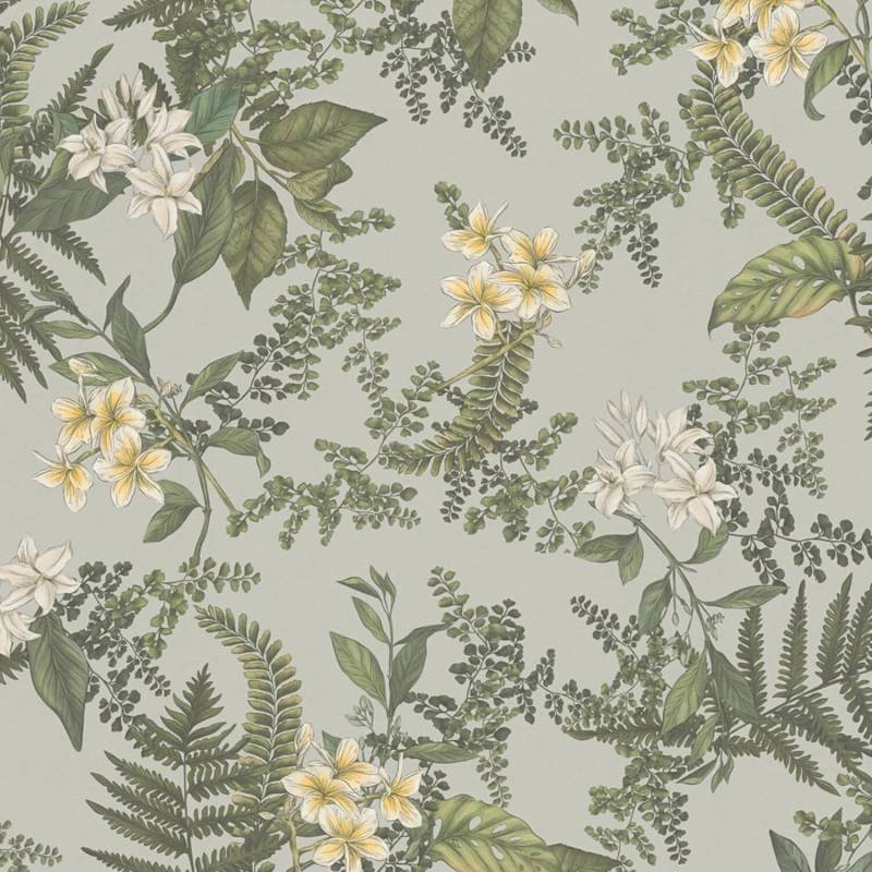 PROFHOME 394242-GU Blumen Tapete Floral Matt Grau Weiß Gelb 0,53 m x 10,05 m 5,33 m2 Grau von Profhome