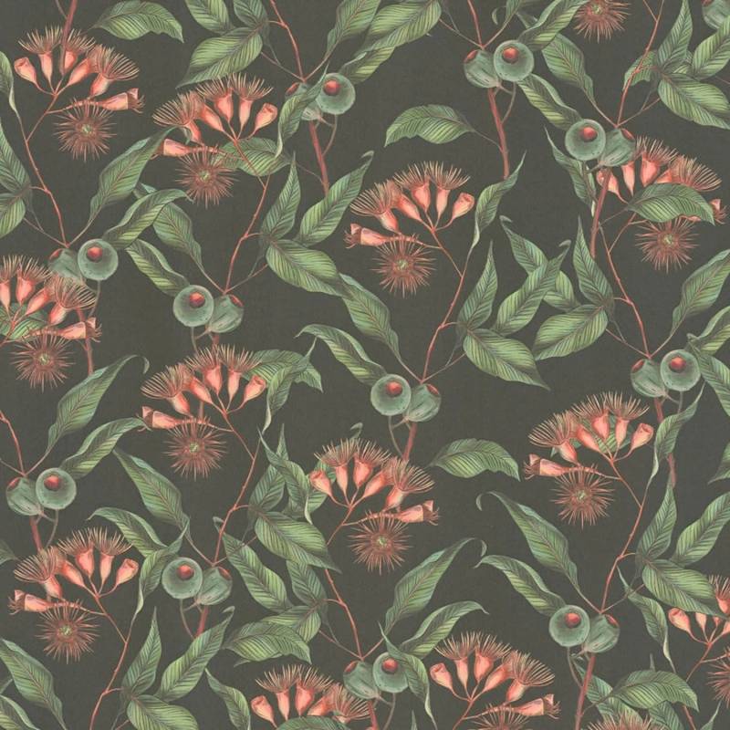 PROFHOME 394301-GU Blumen Tapete Floral Matt Schwarz Grün Rot 0,53 m x 10,05 m 5,33 m2 Schwarz von Profhome