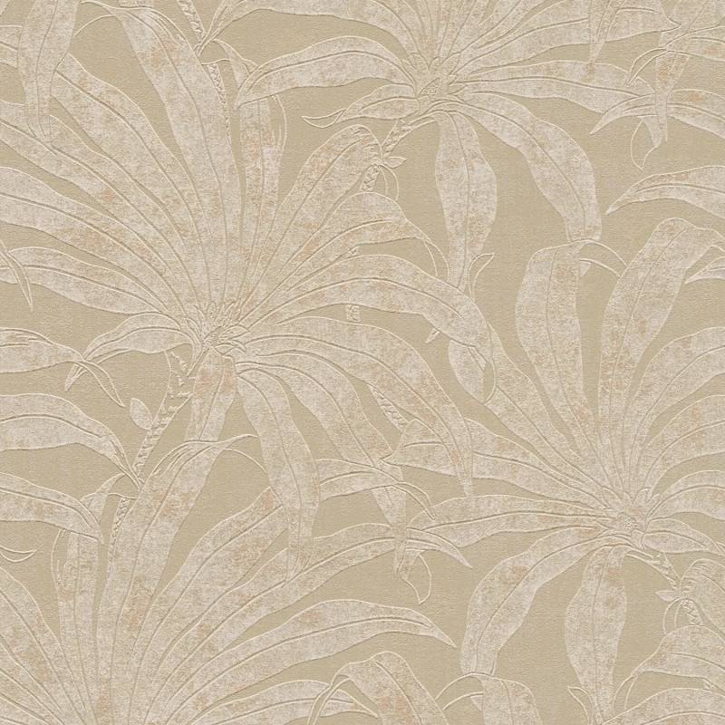 PROFHOME 395014-GU Natur Tapete Dschungel schimmernd Grau Weiß Gold 0,53 m x 10,05 m 5,33 m2 Grau von Profhome