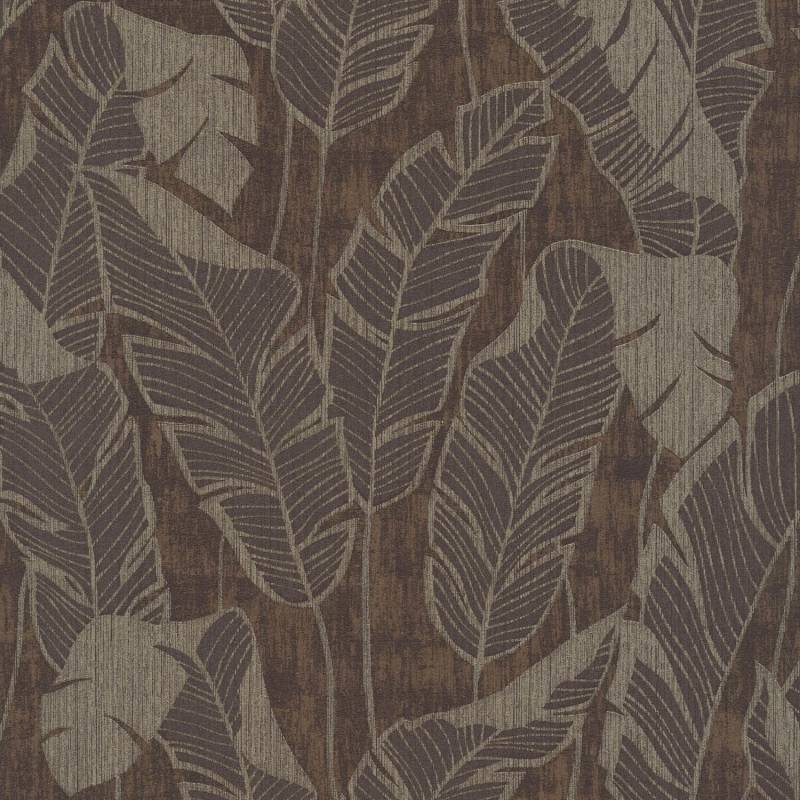 PROFHOME 395023-GU Natur Tapete Floral glänzend Braun Grau Schwarz 0,53 m x 10,05 m 5,33 m2 Braun von Profhome