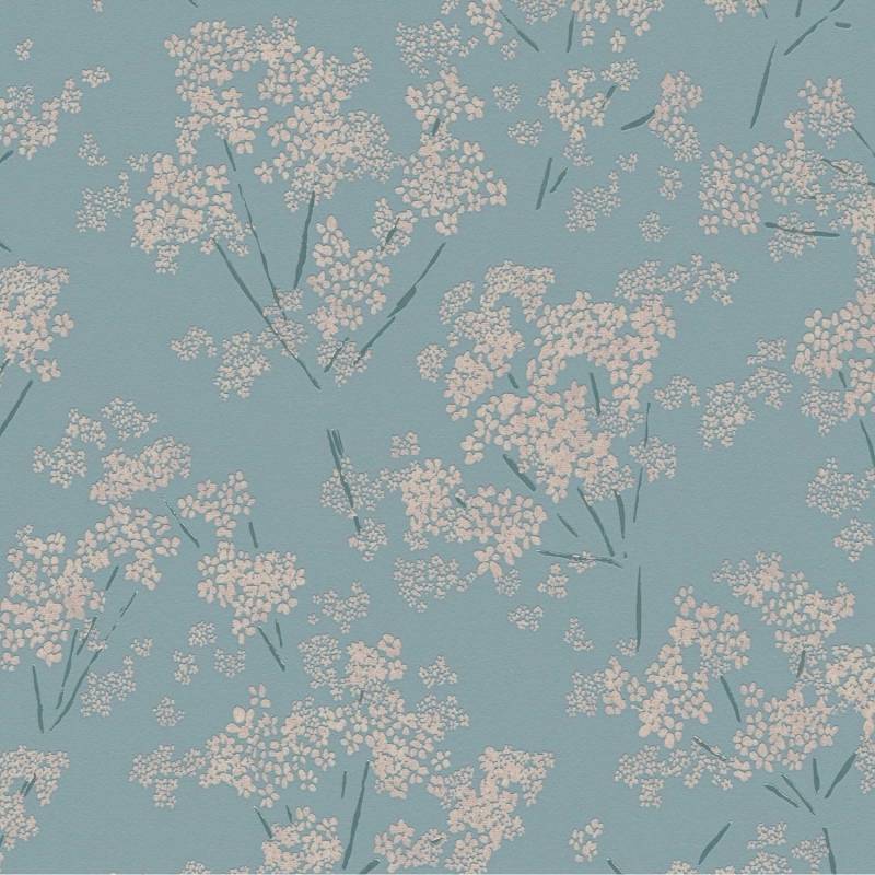 PROFHOME 395485-GU Blumen Tapete Floral Blau Beige Türkis 0,53 m x 10,05 m 5,33 m2 Blau von Profhome