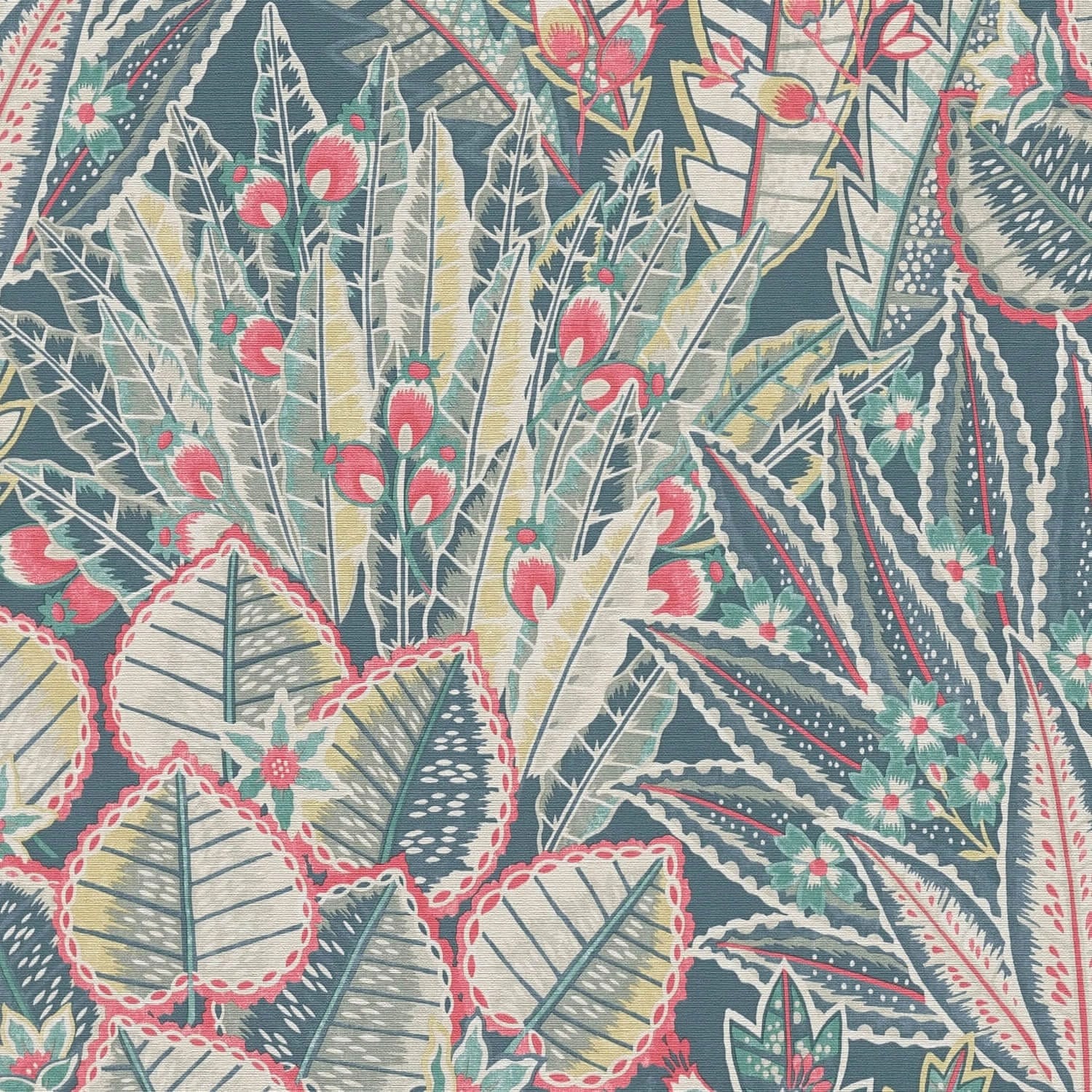 PROFHOME 396532-GU Blumen Tapete Floral Matt Blau Grün Rot 0,53 m x 10,05 m 5,33 m2 Blau von Profhome