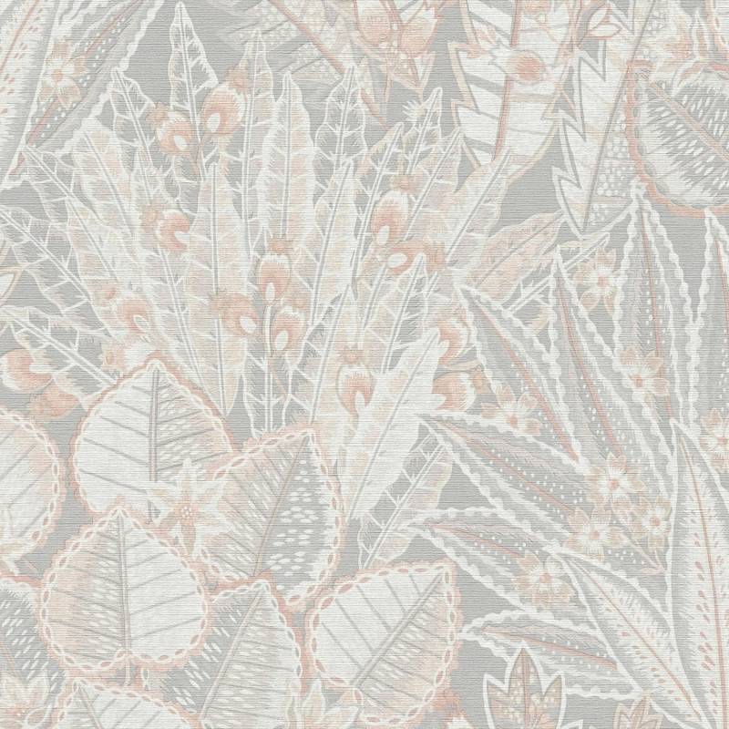PROFHOME 396534-GU Blumen Tapete Floral Matt Grau Beige Weiß 0,53 m x 10,05 m 5,33 m2 Grau von Profhome