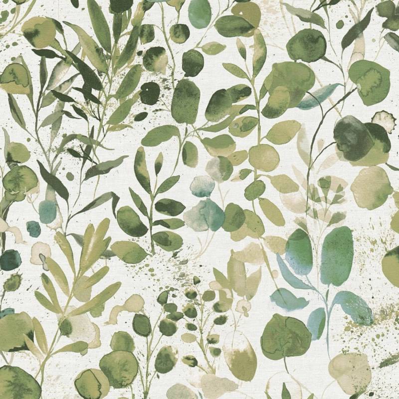 PROFHOME 396971-GU Natur Tapete Aquarell-Stil Matt Grün Blau Weiß 0,53 m x 10,05 m 5,33 m2 Grün von Profhome