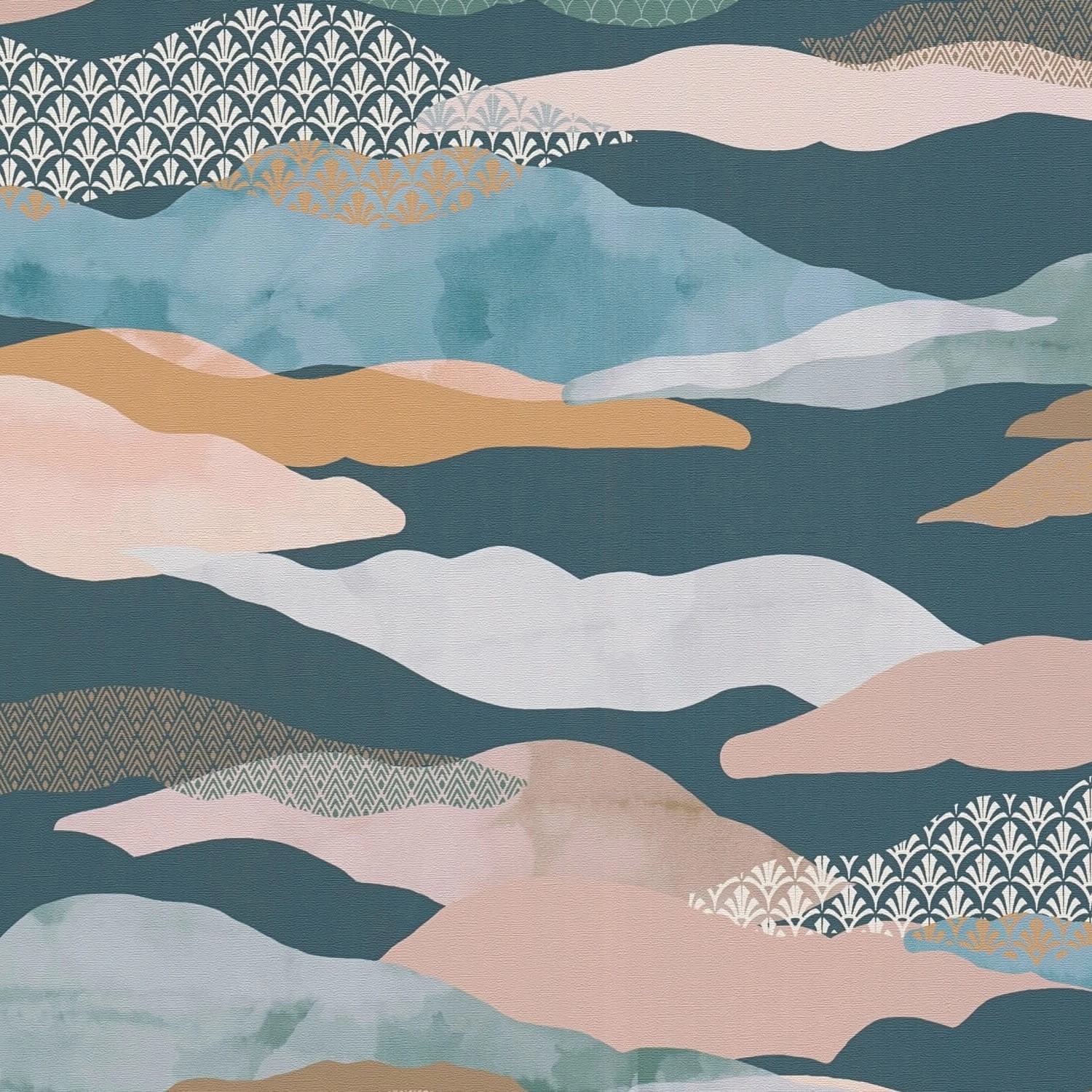 PROFHOME 396994-GU Grafik Tapete Design Matt Blau Grün Rosa Braun 0,53 m x 10,05 m 5,33 m2 Blau PROFHOME 396994-GU Grafik Tapete Design Matt Blau Grün Rosa Braun 0,53 m x 10,05 m 5,33 m2 Blau von Profhome