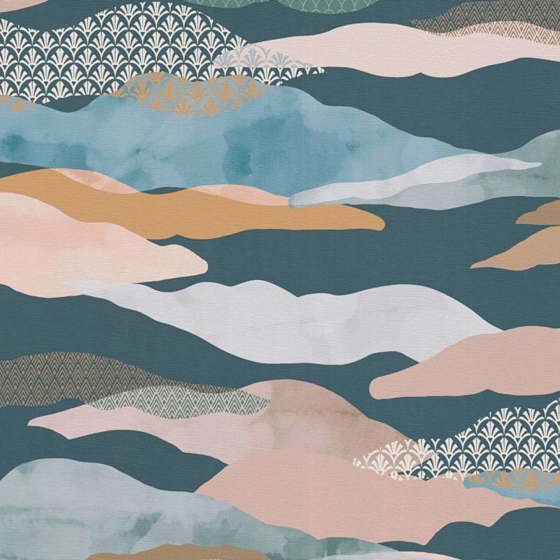 PROFHOME 396994-GU Grafik Tapete Design Matt Blau Grün Rosa Braun 0,53 m x 10,05 m 5,33 m2 Blau PROFHOME 396994-GU Grafik Tapete Design Matt Blau Grün Rosa Braun 0,53 m x 10,05 m 5,33 m2 Blau von Profhome