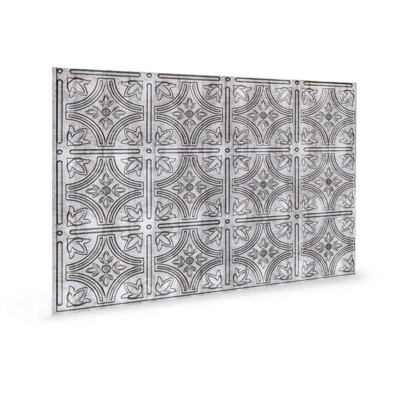 PROFHOME 3D 705216 Empire Crosshatch Silver Dekorpaneel Vintage Silber 1,7 m2 470 x 610 x 0,5 mm 1 Karton 6 Paneele 1,7 m2 Silber von Profhome