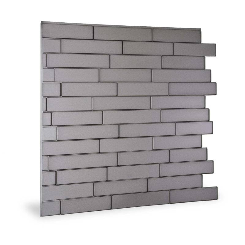 PROFHOME 3D 705257 Piano Steps Smoked Gray Dekorpaneel in Stein Optik Grau 2 m2 610 x 600 x 0,8 mm 1 Karton 6 Paneele 2 m2 Grau von Profhome
