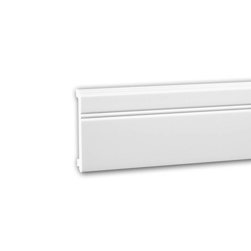 PROFHOME 653103 Sockelleiste Fußleiste Stuckleiste aus Polyurethan Stoßfest 2 m 200 cm x 1,5 cm x 11,0 cm Weiß von Profhome