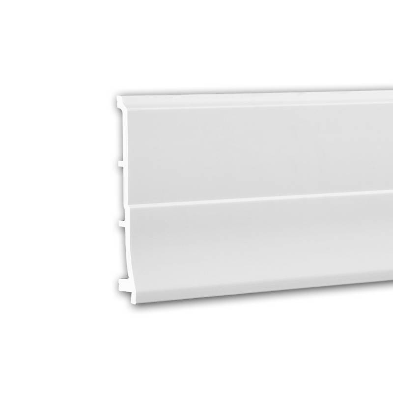 PROFHOME 653105 Sockelleiste Fußleiste Stuckleiste aus Polyurethan Stoßfest 2 m 200 cm x 2,4 cm x 16,0 cm Weiß von Profhome