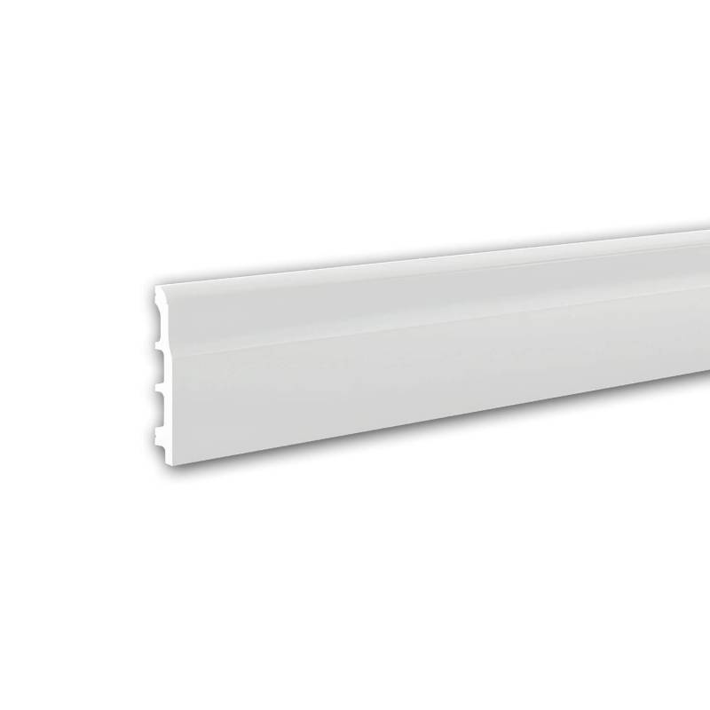 PROFHOME 653803 Sockelleiste Fußleiste Zierleiste Stuckleiste 2 m 200 cm x 1,5 cm x 10 cm Weiß von Profhome