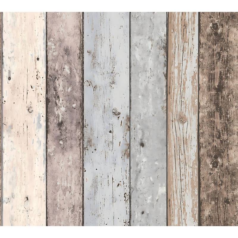 PROFHOME 855039-GU Holz Tapete Holzoptik Matt Braun Blau 0,53 m x 10,05 m 5,33 m2 Braun von Profhome