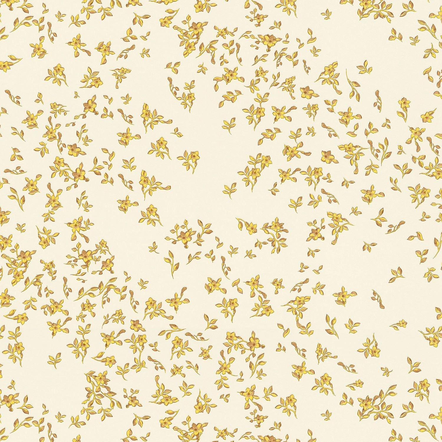 PROFHOME 935855-GU Blumen Tapete Floral Schimmernd Gold Gelb Beige 7,035 m2 0,70 m x 10,05 m 7,035 m2 Gold von Profhome