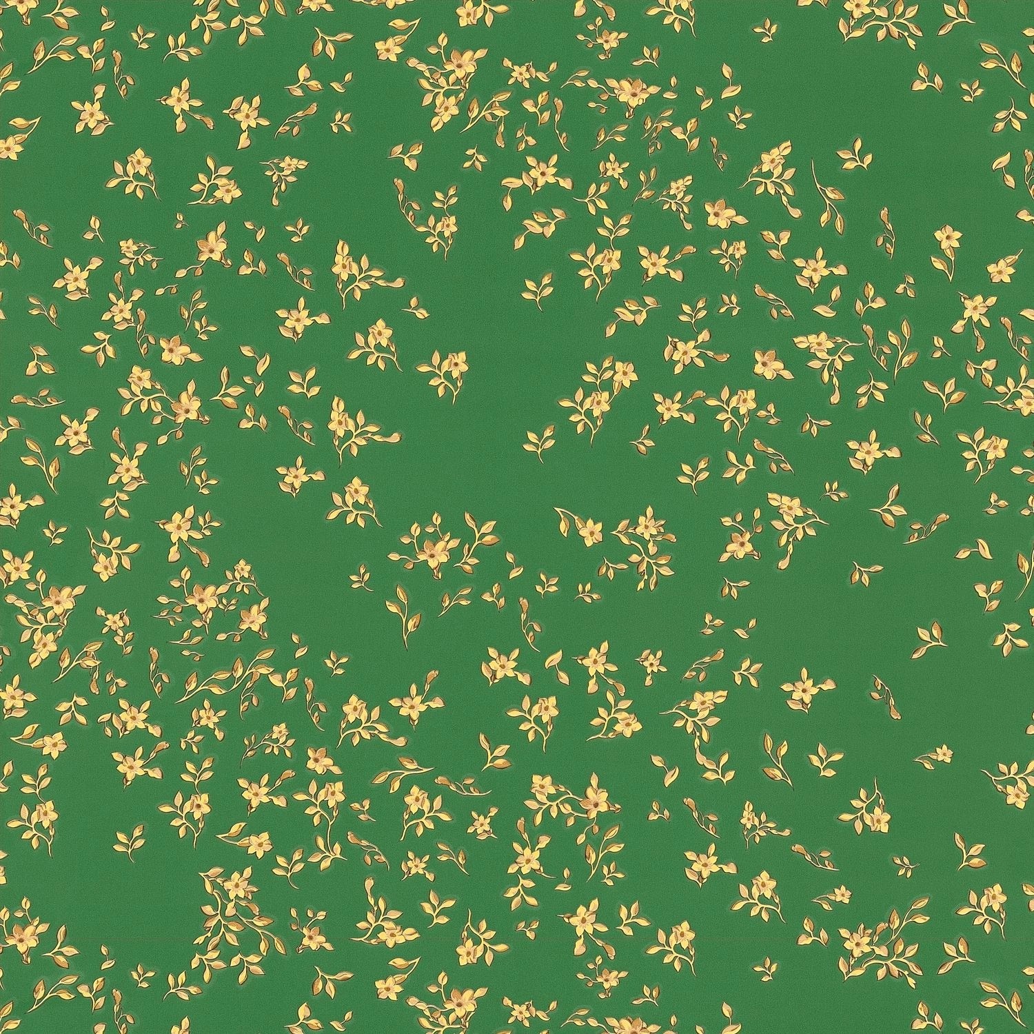 PROFHOME 935856-GU Blumen Tapete Floral glänzend Grün Gold Gelb 7,035 m2 0,70 m x 10,05 m 7,035 m2 Grün von Profhome