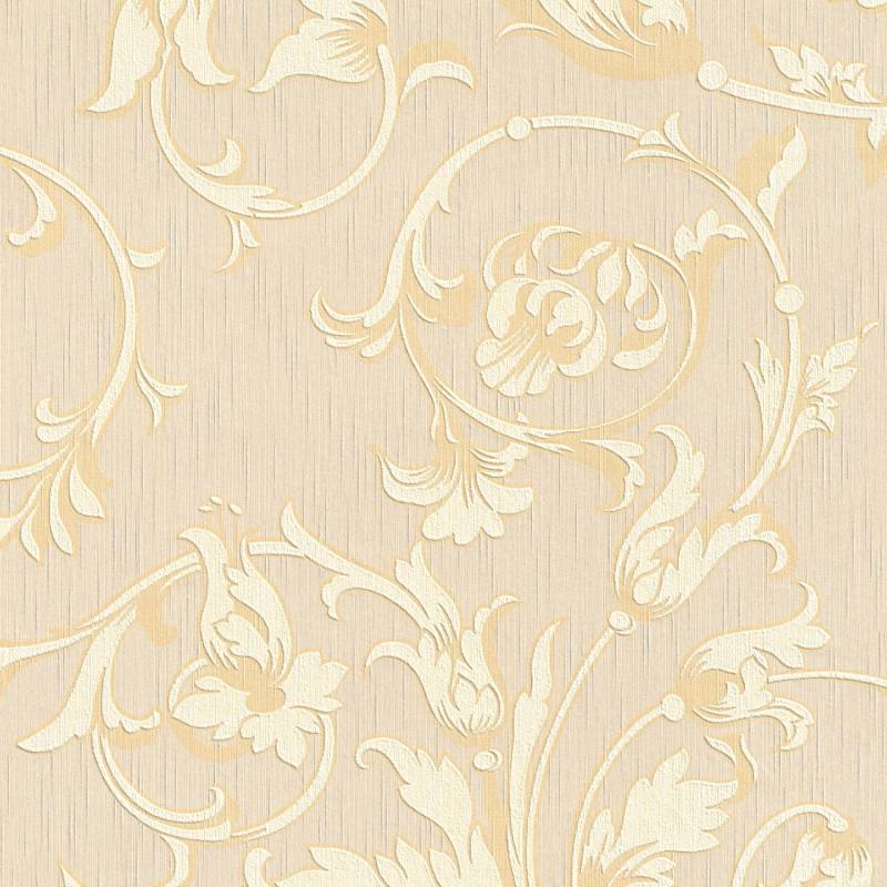 PROFHOME 956332-GU Textiloptik Tapete Blumen Matt Creme Gold Beige 0,53 m x 10,05 m 5,33 m2 Creme von Profhome