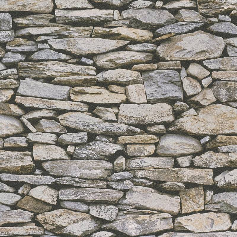 PROFHOME 958202-GU Natur Tapete Steinoptik Matt Grau Creme 0,53 m x 10,05 m 5,33 m2 Grau von Profhome