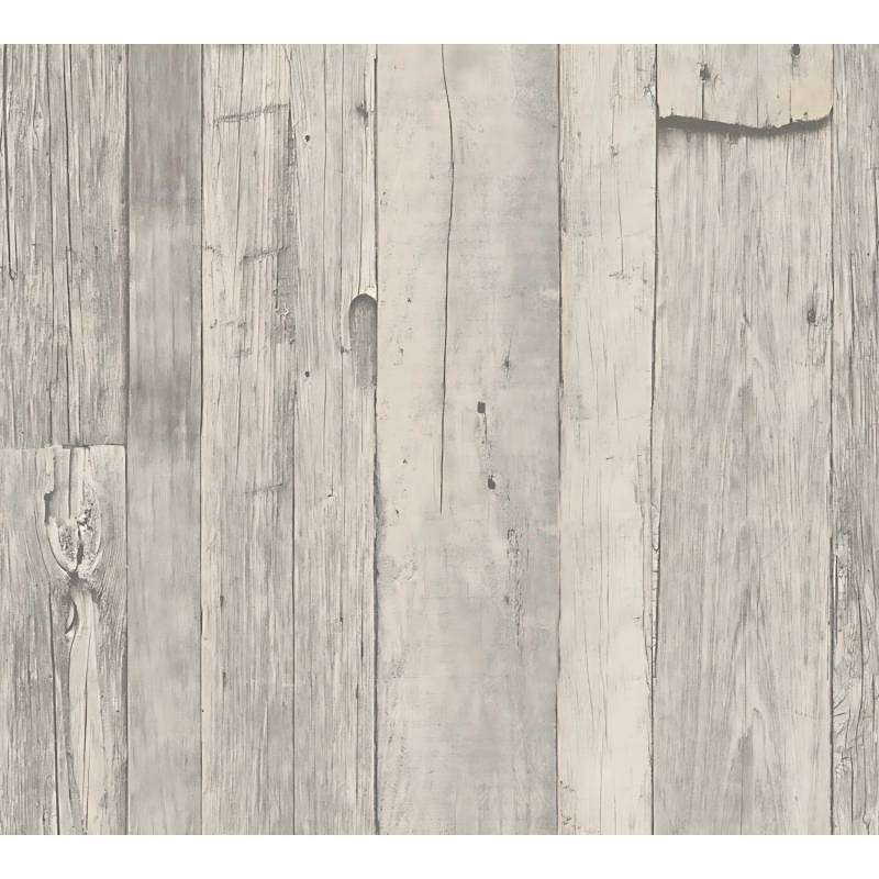PROFHOME 959311-GU Holz Tapete Holzoptik Matt Grau Weiß Beige 0,53 m x 10,05 m 5,33 m2 Grau von Profhome