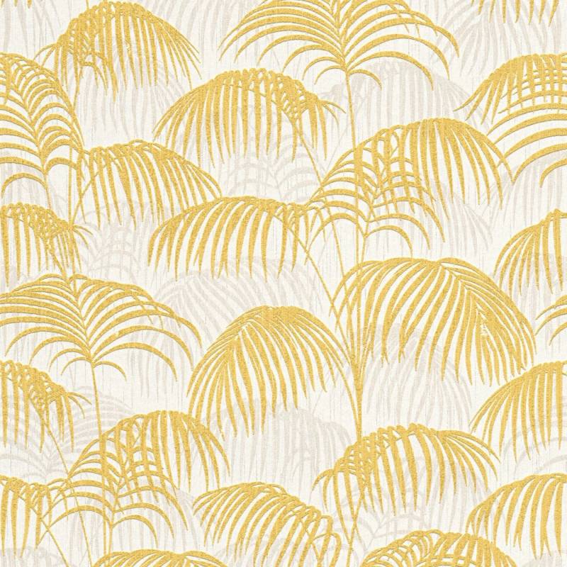 PROFHOME 961982-GU Natur Tapete Palmen Matt Gold Gelb Weiß 0,53 m x 10,05 m 5,33 m2 Gold von Profhome