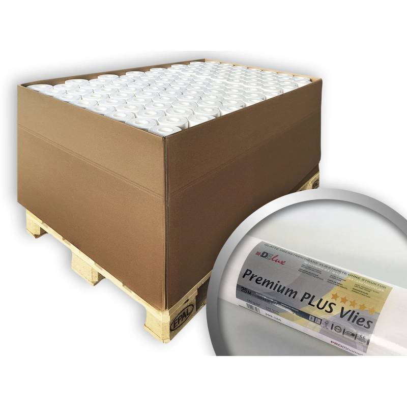 PROFHOME Armierungsvlies PremiumVlies Plus 160 g glattes Renoviervlies 1 Palette mit 77 Rollen 1925 m2 Weiß von Profhome